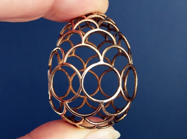 Filigree Egg - 3D Printed in Metal for Easter in Polished Bronze