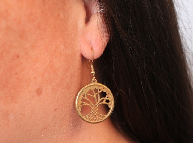 Tree Of Life Earrings in Natural Brass