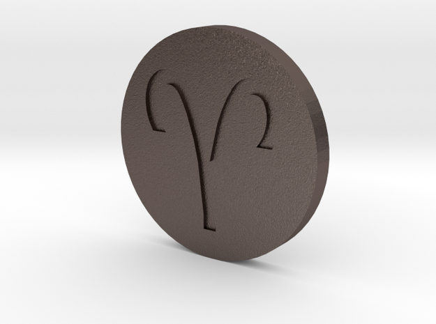 Aries Coin in Polished Bronzed-Silver Steel