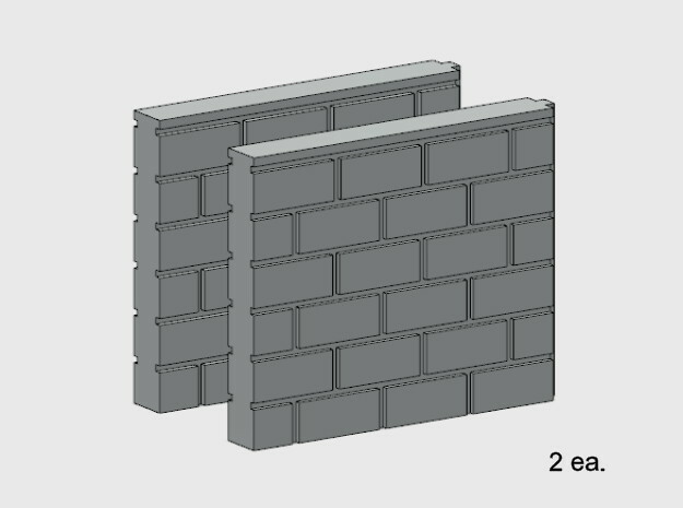 Block Wall - Butt Wall - S2 in White Natural Versatile Plastic: 1:87 - HO