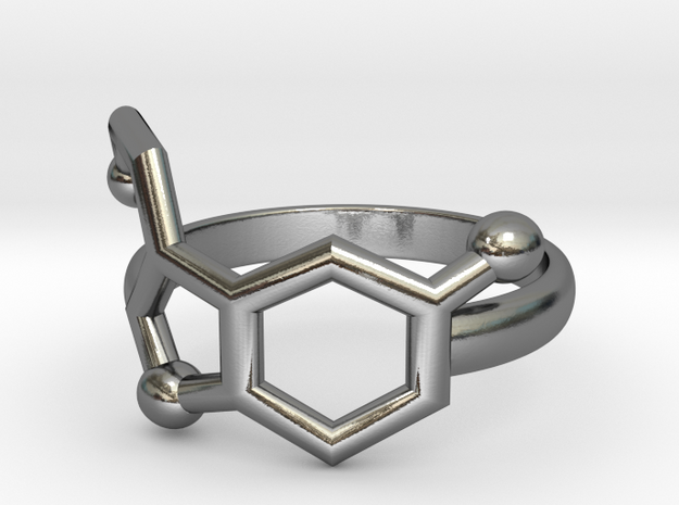 Serotonin Molecule Ring Minimal in Polished Silver: 3.5 / 45.25