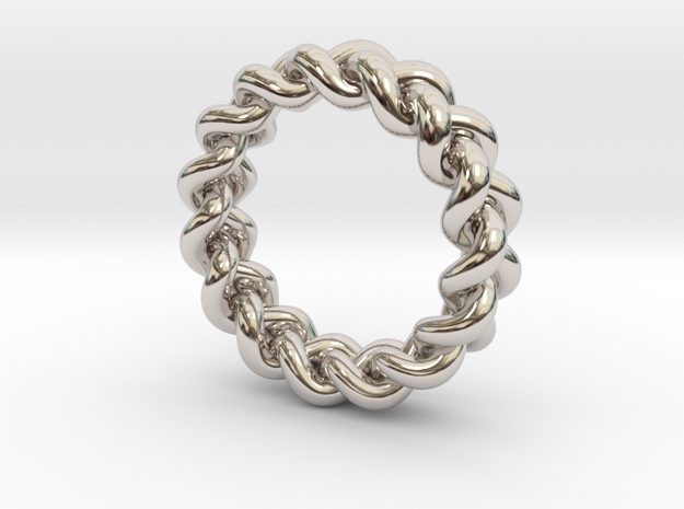 Simple Braided Ring in Rhodium Plated Brass: 6 / 51.5