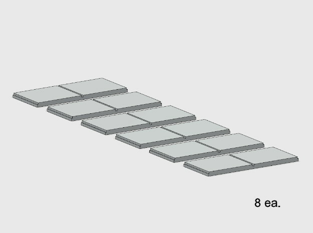 Sidewalk-2 Segments (8 ea.) in White Natural Versatile Plastic: 1:87 - HO
