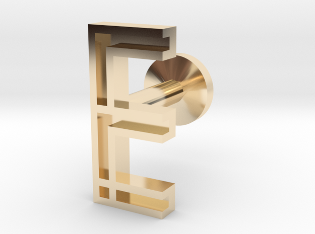 Letter E in 14k Gold Plated Brass