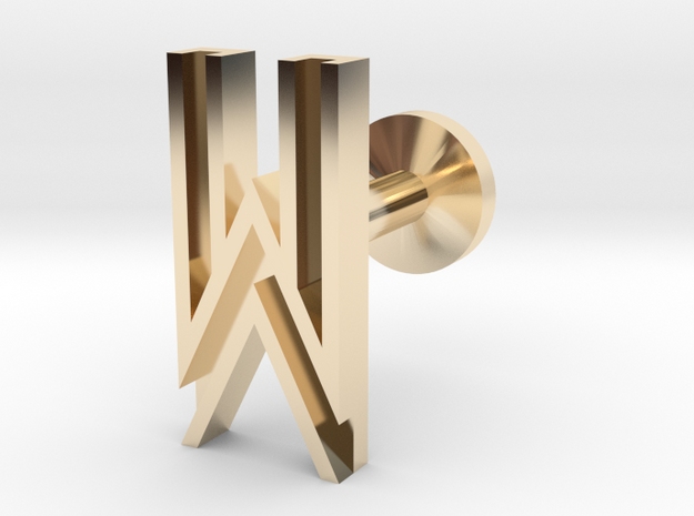 Letter W in 14k Gold Plated Brass