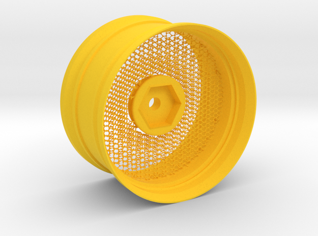 Hexagonal Grid Rim 1:10 Scale in Yellow Processed Versatile Plastic