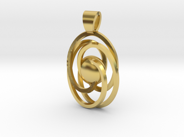 Abstract atom [pendant] in Polished Brass