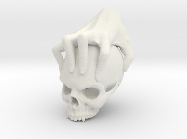 Hand holding a skull in White Natural Versatile Plastic