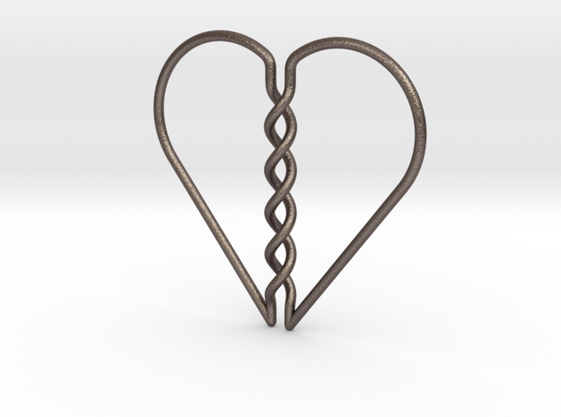 Tangled Heart in Polished Bronzed-Silver Steel