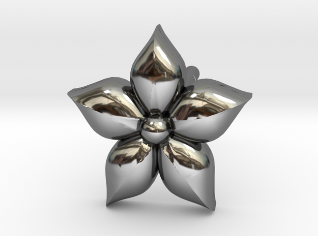Puffed Flower Earring  in Fine Detail Polished Silver