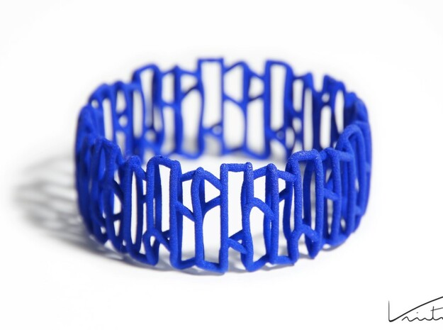 Modern patterned bracelet in Blue Processed Versatile Plastic: Small