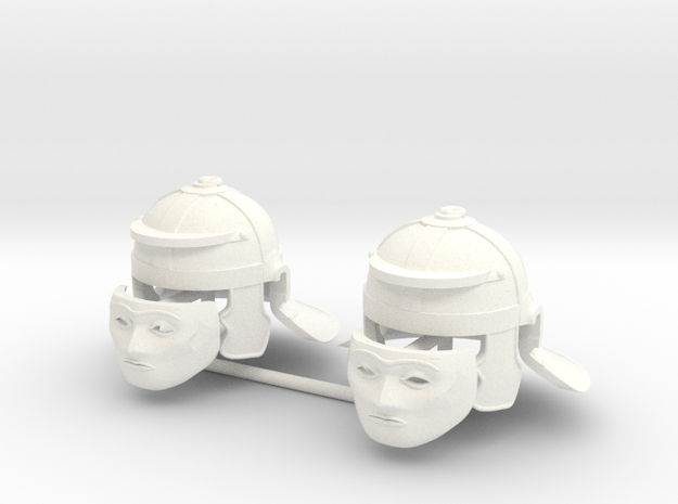 ROMAN CAVALRY HELMET 2 (with Face Mask) in White Processed Versatile Plastic
