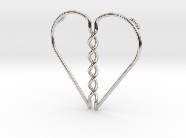 Tangled Heart Pendant (Two Holes) in Rhodium Plated Brass