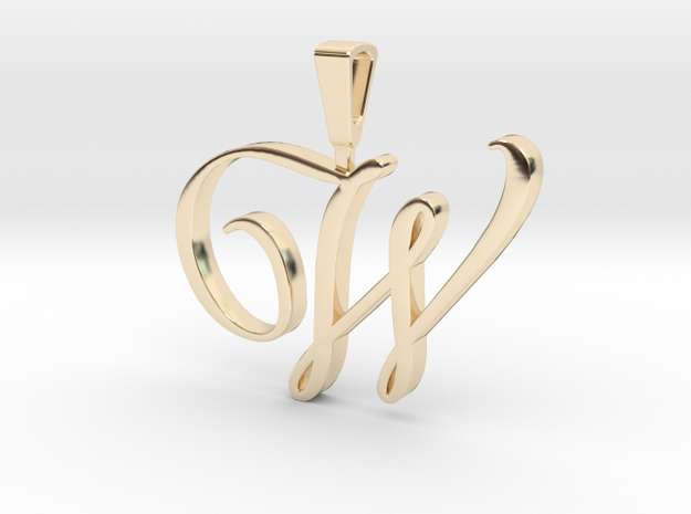INITIAL PENDANT W in 14k Gold Plated Brass