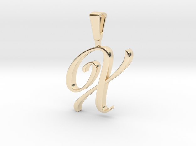 INITIAL PENDANT X in 14k Gold Plated Brass