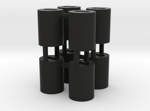 1:8 BTTF DeLorean cilinders for fiber optics in Black Natural Versatile Plastic