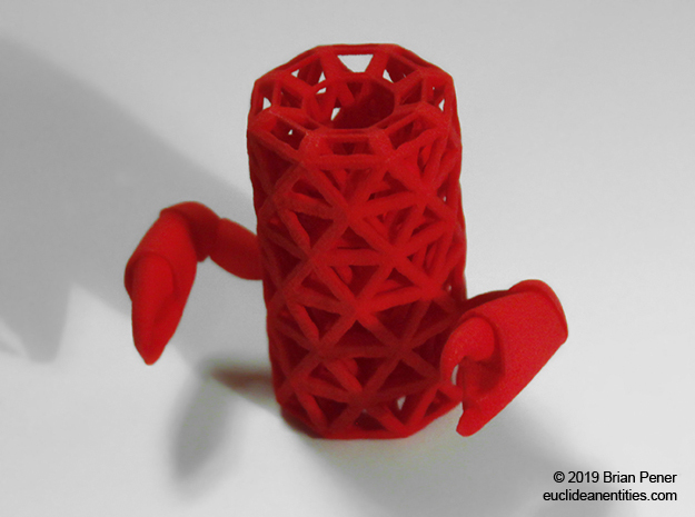 Tube-Crab in Red Processed Versatile Plastic