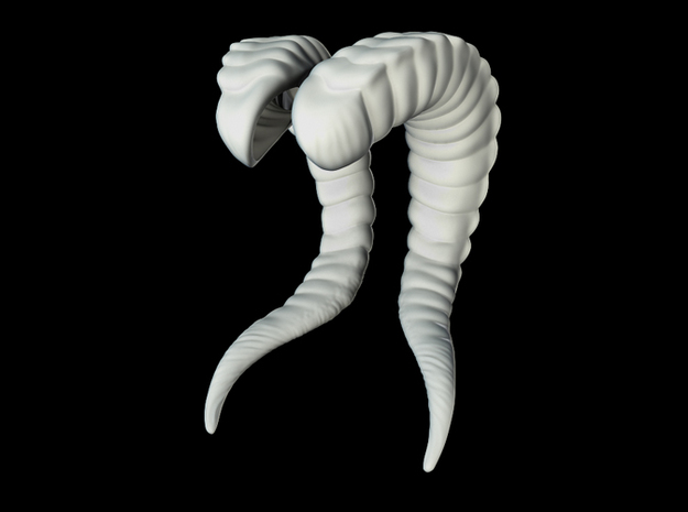 Fantasy Ram Horns in White Natural Versatile Plastic