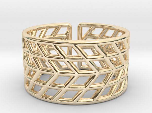Mesh Grid Ring V2: Size 6-7 in 14k Gold Plated Brass