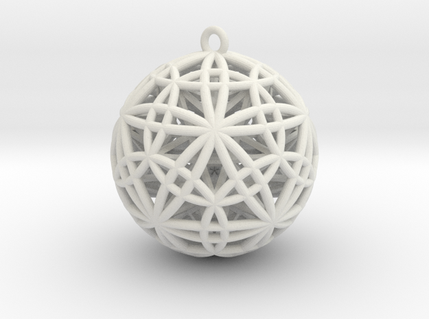 Sphere of Sacred Union Pendant 2"  in White Natural Versatile Plastic