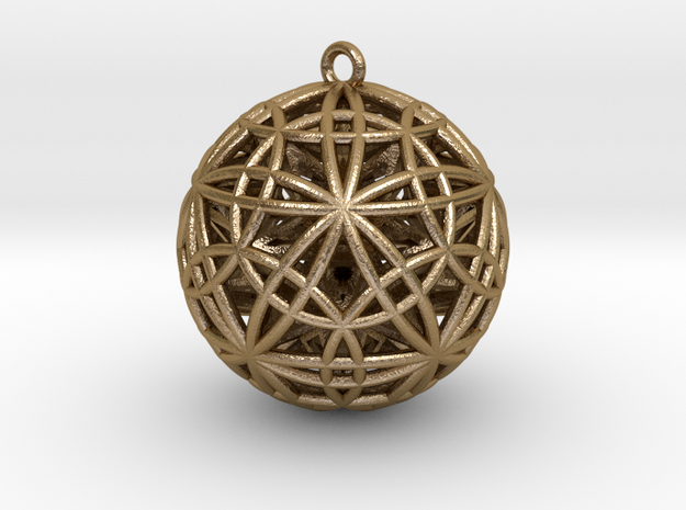 Sphere of Sacred Union Pendant 2"  in Polished Gold Steel