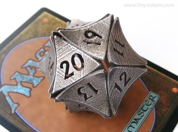 Peel Dice - Spindown D20 (life counter) in Polished Bronzed-Silver Steel