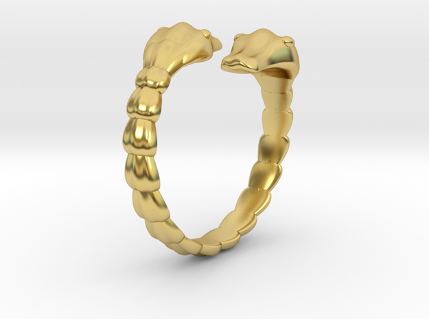 Double snake ring in Polished Brass