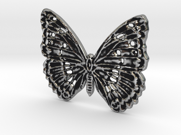 Tropical butterfly in Antique Silver: Medium