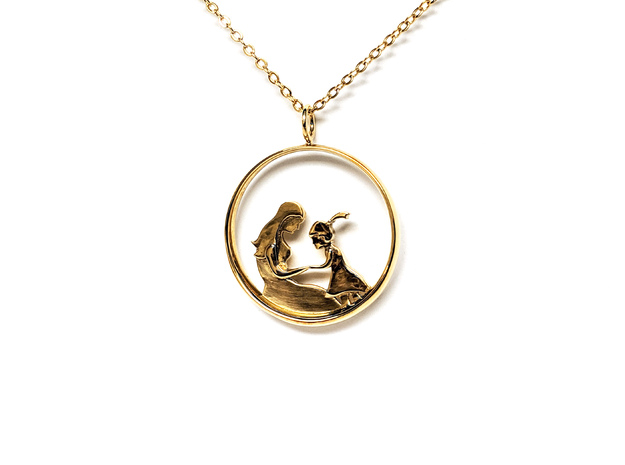 Mother & Daughter Pendant 2 -Motherhood Collection in Polished Brass