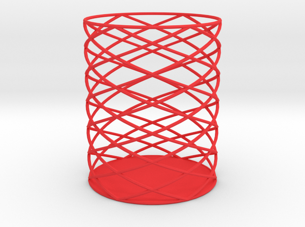 Spiral Hex Pencil Holder in Red Processed Versatile Plastic