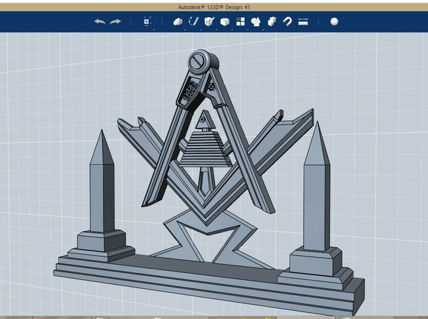 Masonic Display Piece Large in Polished Bronzed Silver Steel