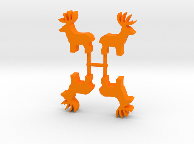 Deer Buck Meeple, standing, 4-set in Orange Processed Versatile Plastic