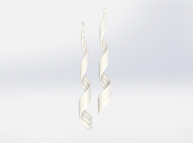 Spiral Wave Earrings  in White Natural Versatile Plastic