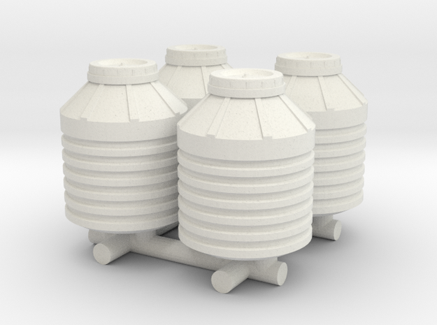 1-87 Scale Water Storage Tanks in White Natural Versatile Plastic