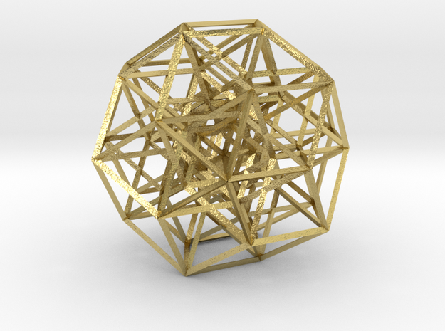 6-cube projected into 3D, triangular struts in Natural Brass