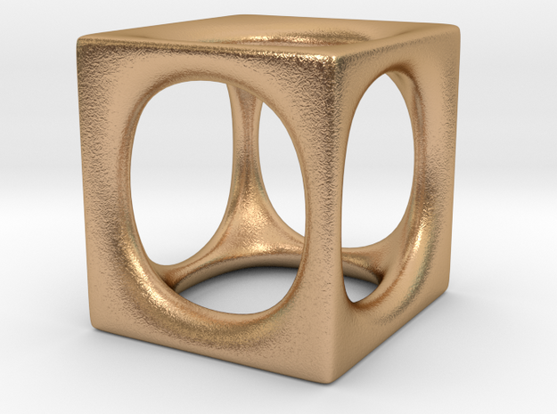 Void Cube Pendant in Natural Bronze