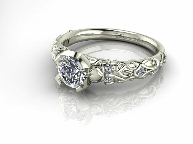 Pattern solitaire ring NO STONES SUPPLIED in Fine Detail Polished Silver