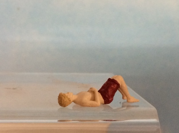 Male Swimsuit Lying on Back in Clear Ultra Fine Detail Plastic: 1:72