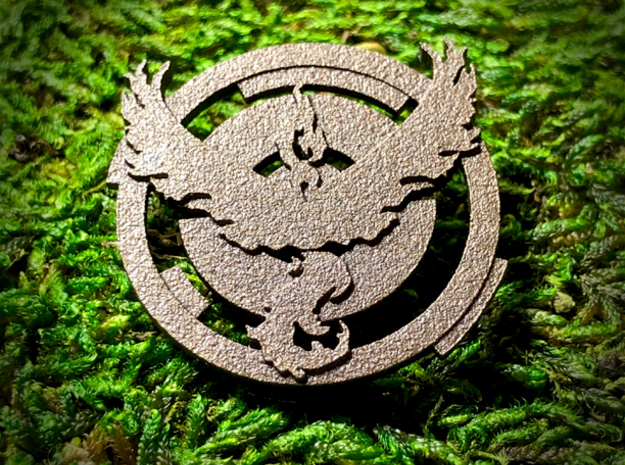 Pokémon Go Team Valor Moltres Lapel Pin in Polished Bronze Steel