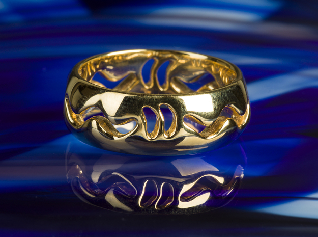 Organic dragon ouroboros snake ring in 14k Gold Plated Brass: 7 / 54