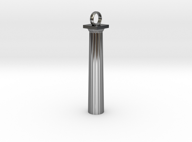 Doric Column Pendant in Fine Detail Polished Silver