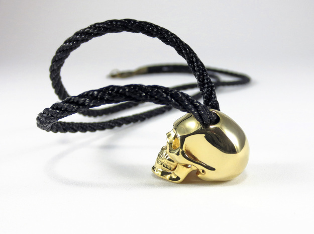 Realistic Human Skull (20mm H) - Pendant in 18K Gold Plated