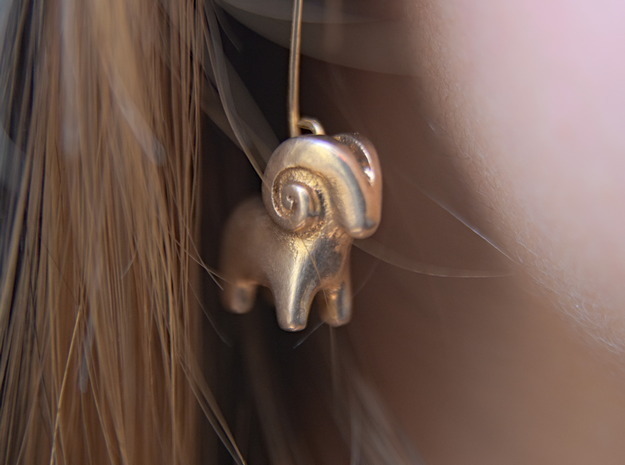 Ram Earrings in Natural Brass