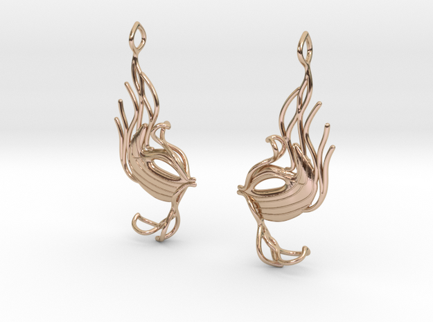 Masquerade fish earring pair in 14k Rose Gold