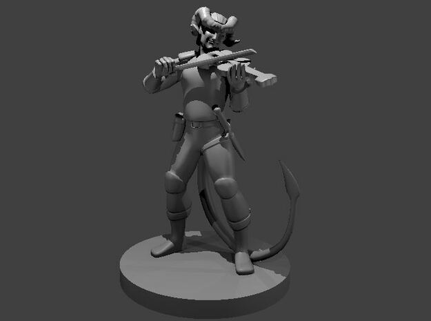 Tiefling Bard with a Fiddle in Tan Fine Detail Plastic
