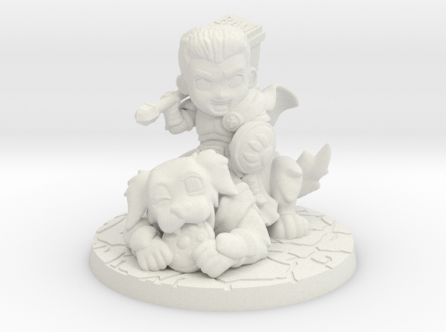 Discord Paladin and Dog in White Natural Versatile Plastic