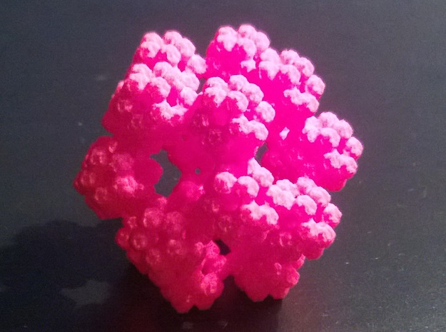 Fractal Dodecahedron in Pink Processed Versatile Plastic