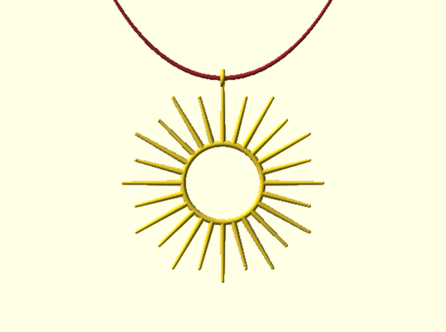 Sun Pendant in Polished Gold Steel
