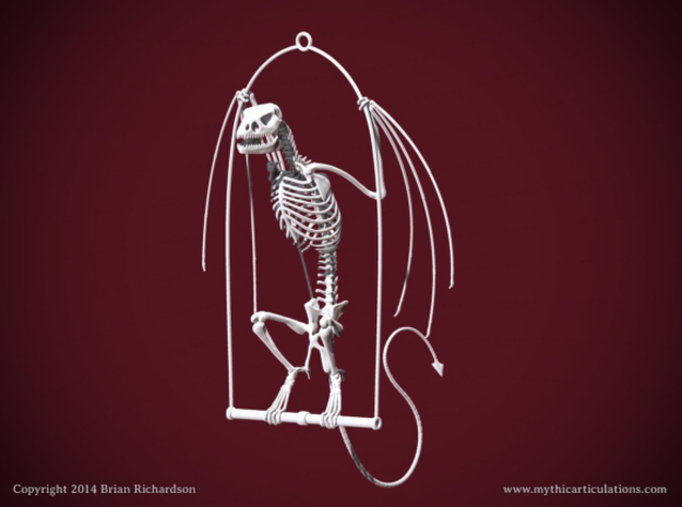 Wyvern Skeleton with Hanging Perch in White Natural Versatile Plastic