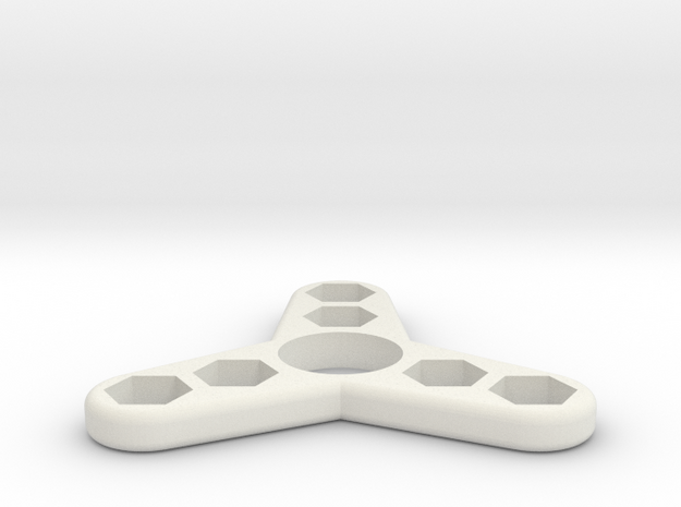 Tri Hex Spinner in White Natural Versatile Plastic